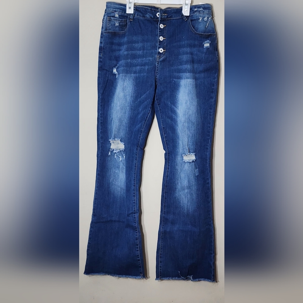 Distressed Blue Jeans